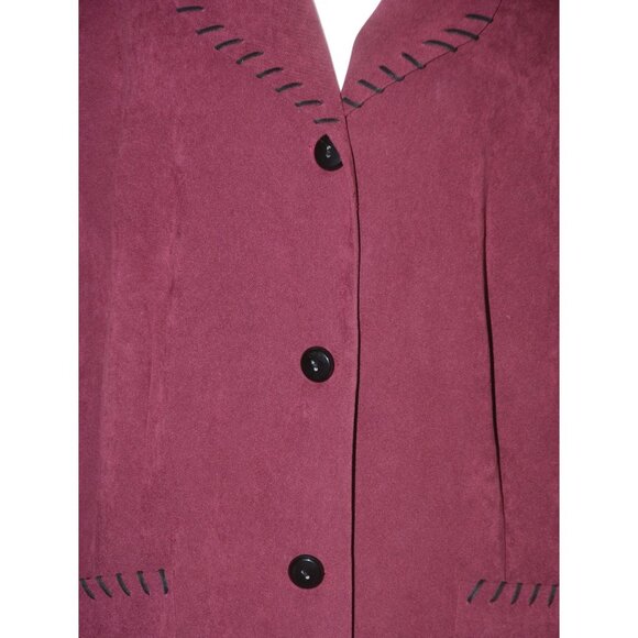 R&K Originals Vintage Plum Purple Faux Suede Button Front Jacket Size 26W Pocket - Picture 4 of 10